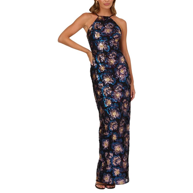 Adrianna Eve Womens Embellished Maxi Dress, Blue Multi